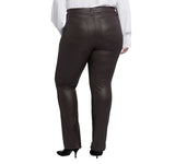 NYDJ Size Marilyn Coated High Rise Straight Leg Jeans Cordovan Purple Brown 18W