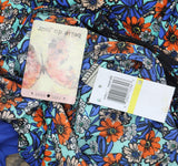 Belle Du Jour Floral Printed Lace Hem Tank Top Blouse With Scarf Blue / Multi M