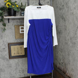 Kasper Womens Plus Size Ginger Colorblocked Midi Shift Dress Royal / White 2X