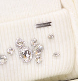 Steve Madden Embellished Beanie and Fringe Scarf Gift Set SMA-5518 Antique White