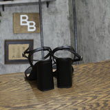 A New Day Womens Haley Ankle Strap Single Band Flare Heels 92562636 Black 6.5M