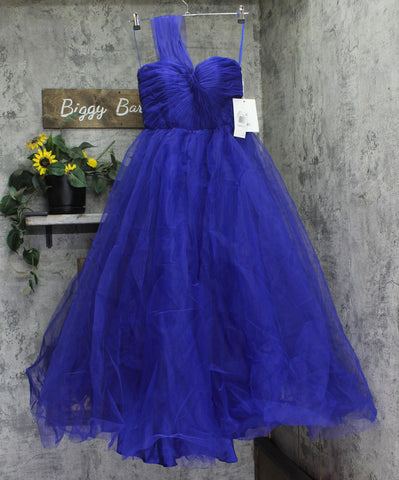 Mac Duggal Womens One Side Off the Shoulder Bustier Ball Gown Cobalt Blue 6