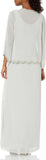 J Kara Womens Beaded Gown Dress with Dress Silver Gray / Multi 10