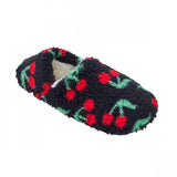 ZUZIFY Cozy Fleece High Cut Slipper Socks with Grippers Black / Red M / L