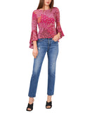 Prelude Womens Knit Bell-Sleeve Top Pink Peacock M