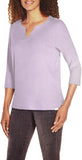 Orvis Ladies Womens 3/4 Sleeve Pima Cotton Tee/Top with Side Slits Purple M