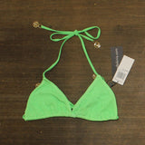 Love & Bikinis Textured Triangle Bikini Swim Top Jungle Green
