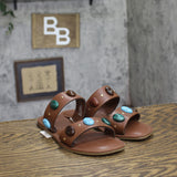 Universal Thread Sarai 2-Band Stone Stud Slide Sandals 94822821 Brown 7M