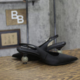 A New Day Simone Rhinestone Ball Slingback Heels 94660896 Black 8M