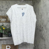 Universal Thread Knit V Neck Cap Sleeve Ribbed Hem Sweater Vest Light Gray L
