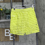 Dotti Womens Cotton Openwork Dot Cover Up Drawstring Shorts 85288 Citron Green S