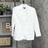 DG2 by Diane Gilman 1-Button Wrinkle-Resistant Gabardine Blazer Jacket Ivory S