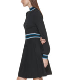Vince Camuto Womens Knit Sweater Mock-Neck Fit & Flare Dress VC1M2437 Black S