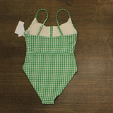 Andie Snap Front Gingham One-Piece Swimsuit AO624 Green Gingham M