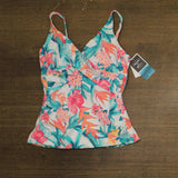 Swim Solutions Printed Shirred Tankini Swim Top Tropic Twist White Multi 8