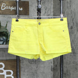 L.e.i Ashley Lowrise Lightweight Rolled Cuff Shorts Yellow See Measurements