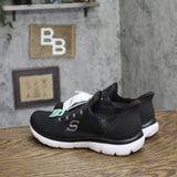 S Sport By Skechers Womens Syrka Step-Ins Low Top Sneakers 90429464 Black 6.5M