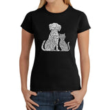 La Pop Art Word Art Dog and Cat Pet Graphic T-Shirt YPALSBLACKS Black S