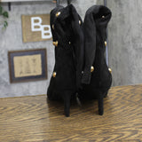 A New Day Studded Faux Suede Mid-Calf Boots with Cone Heel Jet Black / Gold 9M