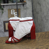 Naturalizer Womens Textured Faux Leather Heidi Block Heels Heartflame Red 8W