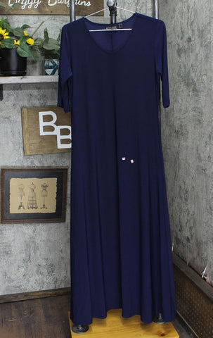 Women With Control Womens Solid Knit Maxi Dress A375406 Navy Blue S