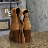 Michael Michael Kors Womens Suede Leigh Boot Dress Block Heel Luggage Brown 9M