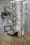 A New Day Knee-High Block Heel Boots with Memory Foam Cream Snake Print Brown 7M