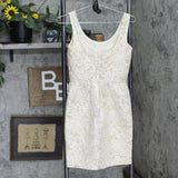 Aqua Womens Foil Lurex Shiny Woven Fit & Flare Dress Off White / Gold 0