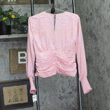 Bar III Womens Satin V-Neck Ruched Blouse 100143298 Pink 6