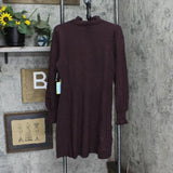 Cece Women's Long Sleeve Smock Cuff Mock Neck Sweater Dress Dark Cocoa Brown L