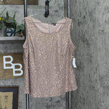 SLNY Womens Sequin Shirt with Woven Pants 166f38ca3194fd Beige Brown 16W