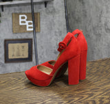 Sun + Stone Womens Reeta Block-Heel Platform Sandals Red 5M