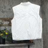 DKNY Womens Cotton Sleeveless Ladder-Trim Blouse P5DM0B45 White M