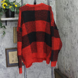 Woolrich X TGT Womens Lumberjack Buffalo Check Pullover Sweater Black / Red 2XL