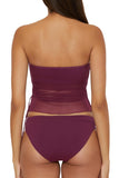 Becca Womens Muse Mixed-Media Bandeau Tankini Swim Top 733557 Aubergine Purple L