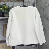 Universal Thread Shearling Button Piped Crewneck Casual Coat Cream Off White M