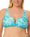 Salt + Cove V-Wire Tie-Back Bikini Top Sunkissed Sunrise Turquoise Blue 0X