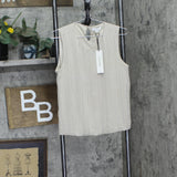 Calvin Klein Womens Chiffon Pleated Blouse Shirt Top SFBTH79A Khaki Brown S