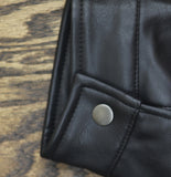 Wild Fable Boxy Faux Leather Full Zip Collar Neck Button Cuff Jacket Black L