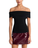 Aqua Womens Ponte Knit Off-the-Shoulder Top YCG10466 Black XS