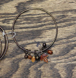 Erica Lyons Autumn Leaf Pave Bead 4 Pack Metallic Bangle Bracelets Brown Multi