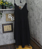 24Seven Comfort Apparel Hi-Lo Sleeveless Pleated Dress Black See Measurements