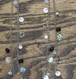 Express Strand Beaded Boho Charm Necklace Silver Gray / Purple Multi 18" + 4"