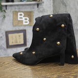 A New Day Studded Faux Suede Mid-Calf Boots with Cone Heel 94568945 Jet Black 9M