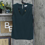 Calvin Klein Grommet Front Knit Sleeveless Blouse Shirt 1659e1f2813e17 Green S
