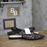 A New Day Womens London Lace Sling Back Bow Flats 94303526 Black 8.5M
