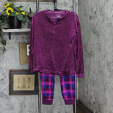 Nautica Women's 2 Piece Fleece Pajama Sleepwear Set 1812934 Purple Plaid S