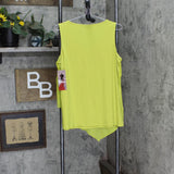 Nina Leonard Sleeveless Mixed Media Tiered Tank Top Chartreuse Yellow Green L