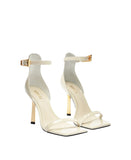 Schutz Womens Heeled Patent Leather Ciara Sandal Pearl Off White 10B