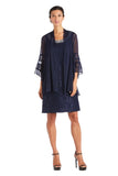 R&m Richards Sleeveless Knit Shift Dress with Necklace 2421 Navy Blue 12